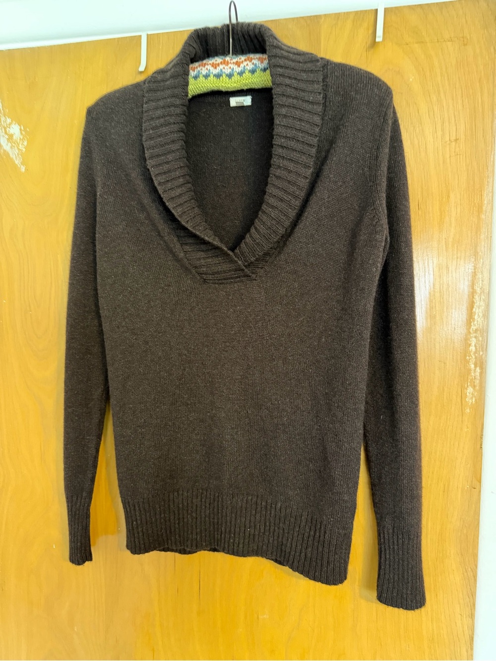 J. Crew Dark Brown Shawl Collar Sweater